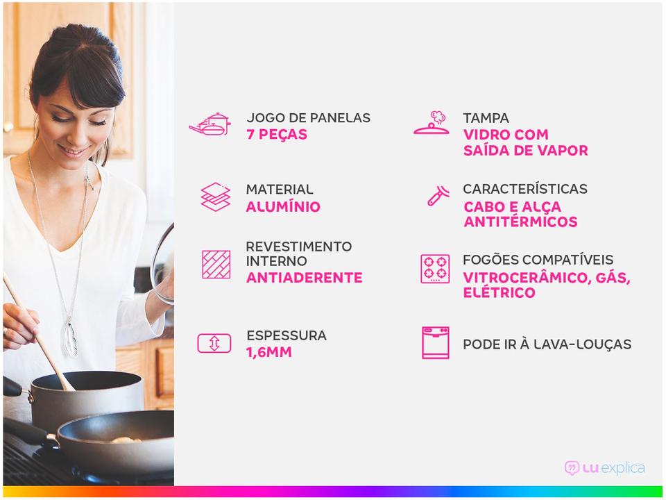 Jogo de Panelas Tramontina Antiaderente de Alumínio Azul 7 Peças Ravena - 1