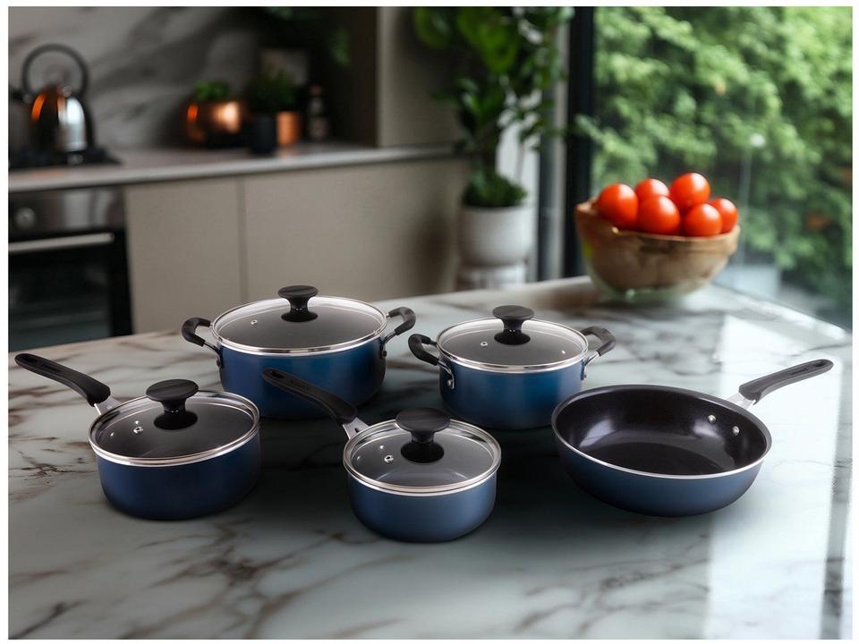 Jogo de Panelas Tramontina Antiaderente de Alumínio Azul Mediterrâneo 5 peças Tunis - 3