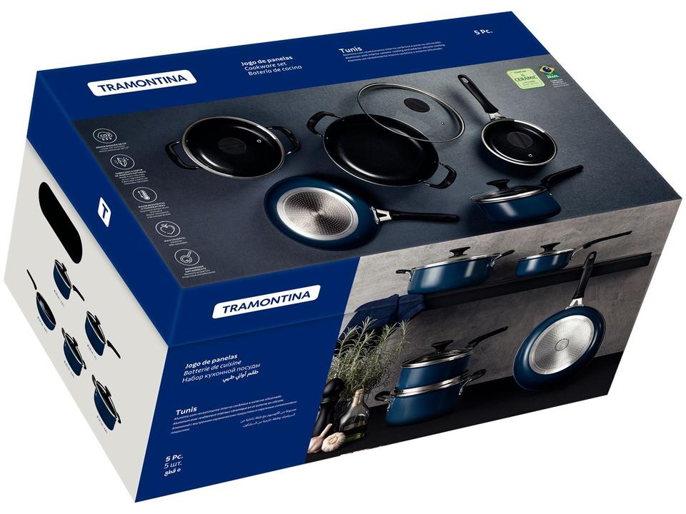 Jogo de Panelas Tramontina Antiaderente de Alumínio Azul Mediterrâneo 5 peças Tunis - 19