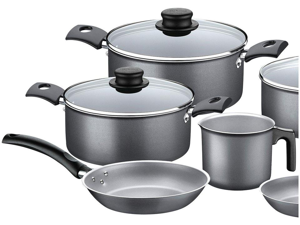 Jogo de Panelas Tramontina Antiaderente de Alumínio Cinza 7 Peças Turim - 1