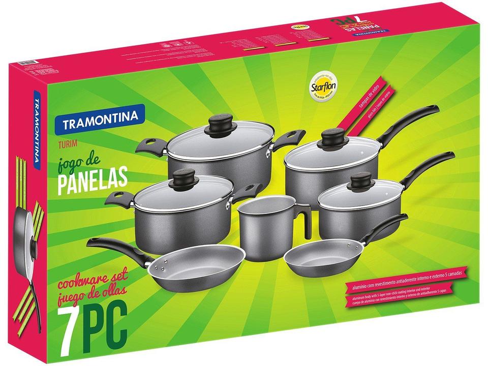 Jogo de Panelas Tramontina Antiaderente de Alumínio Cinza 7 Peças Turim - 3