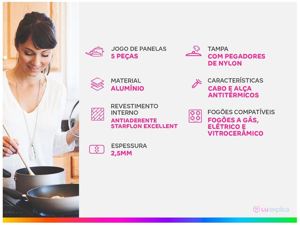 Jogo de Panelas Tramontina Antiaderente de Alumínio Coral 5 peças Spezia Excellent - 1