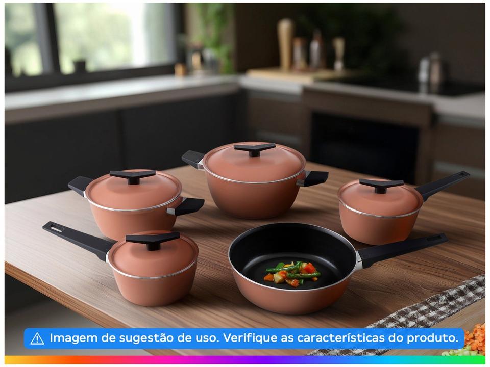 Jogo de Panelas Tramontina Antiaderente de Alumínio Coral 5 peças Spezia Excellent - 4