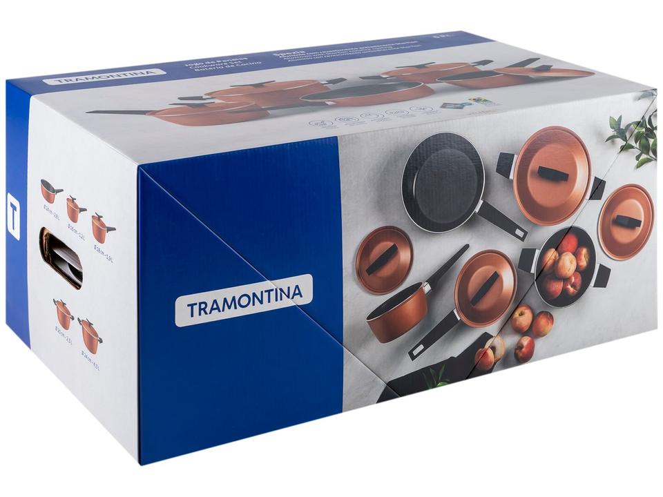 Jogo de Panelas Tramontina Antiaderente de Alumínio Coral 5 peças Spezia Excellent - 13