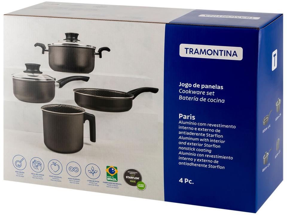 Jogo de Panelas Tramontina Antiaderente de Alumínio Grafite 4 Peças Paris 28599/621 - 8