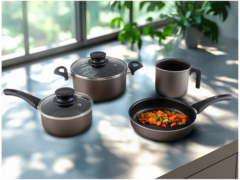 Jogo de Panelas Tramontina Antiaderente de Alumínio Grafite 4 Peças Paris 28599/621 - 1