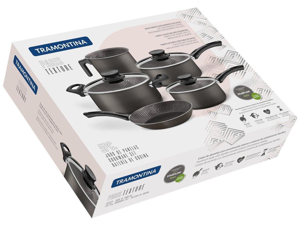 Jogo de Panelas Tramontina Antiaderente de Alumínio Grafite 5 Peças Texture Paris - 5