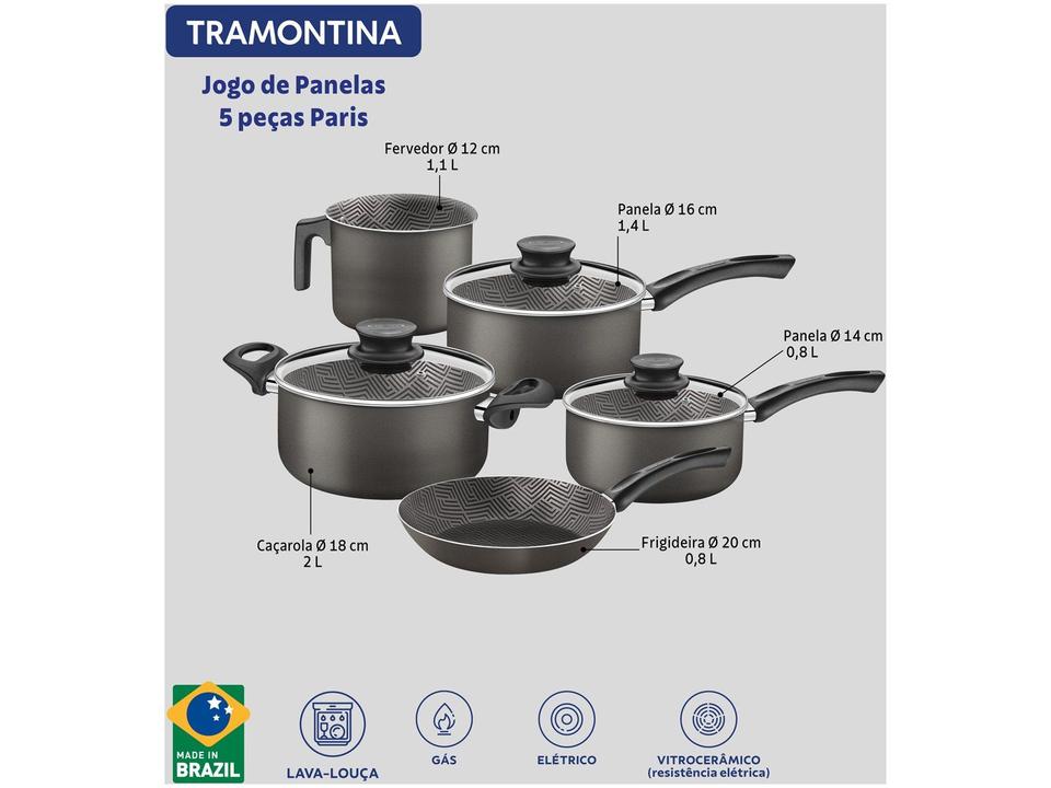 Jogo de Panelas Tramontina Antiaderente de Alumínio Grafite 5 Peças Texture Paris - 4