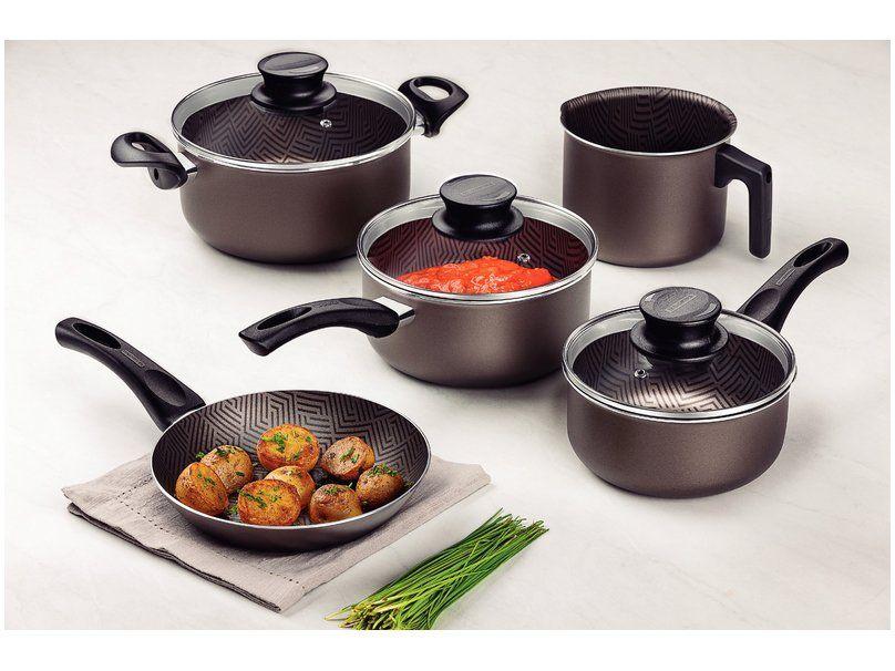 Jogo de Panelas Tramontina Antiaderente de Alumínio Grafite 5 Peças Texture Paris - 2