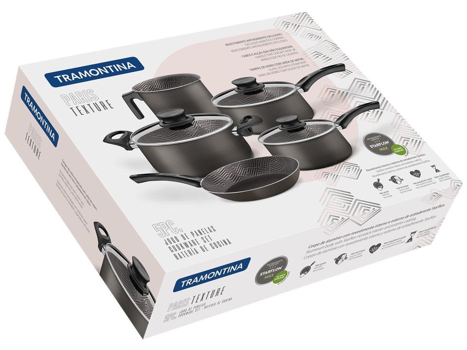 Jogo de Panelas Tramontina Antiaderente de Alumínio Grafite 5 Peças Texture Paris - 5
