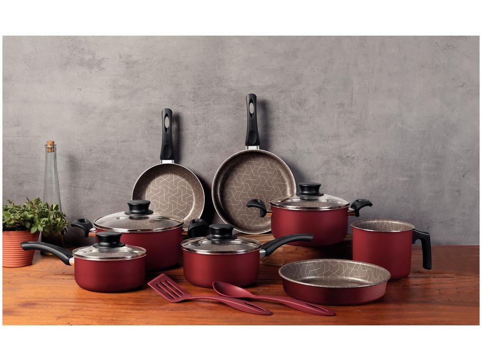 Jogo de Panelas Tramontina Antiaderente de Alumínio Vermelho 10 Peças Paris - 1