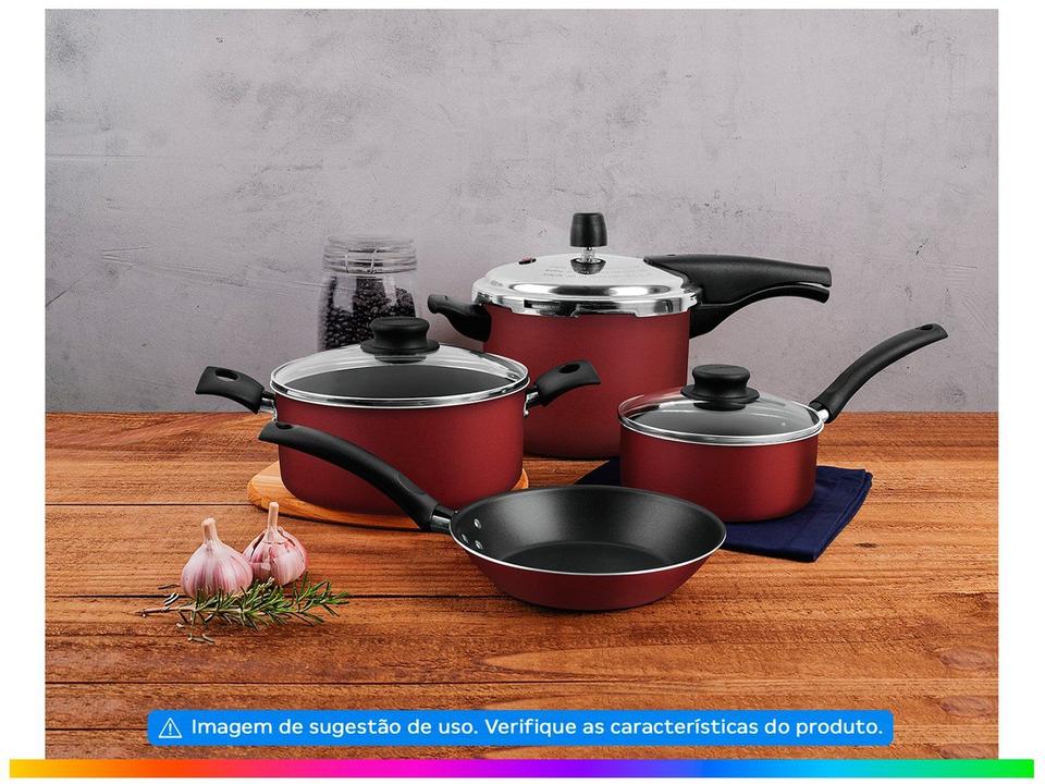 Jogo de Panelas Tramontina Antiaderente de Alumínio Vermelho 4 Peças Turim - 1