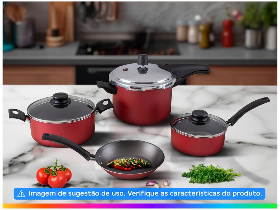 Jogo de Panelas Tramontina Antiaderente de Alumínio Vermelho 4 Peças Turim - 2