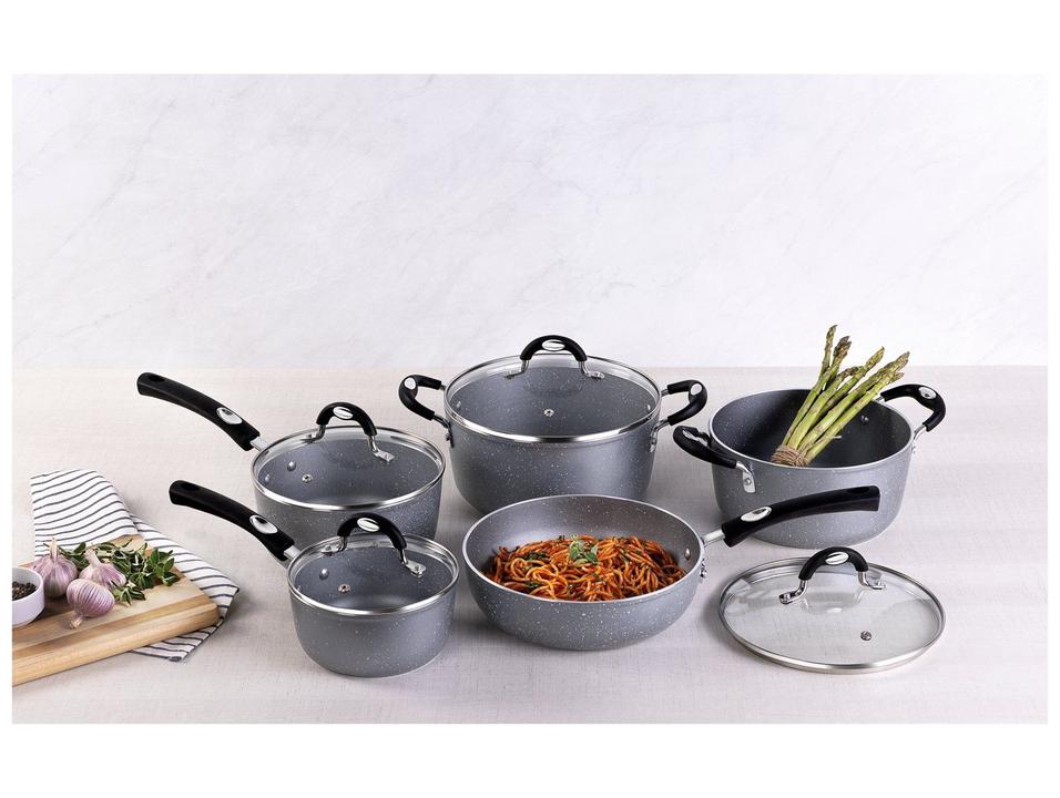 Jogo de Panelas Tramontina Antiaderente Starflon Premium Alumínio Cinza 5 Peças Mônaco - 2