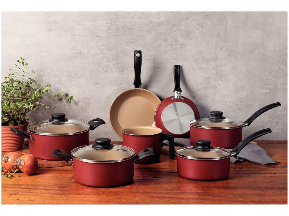 Jogo de Panelas Tramontina Antiaderente Vermelho 7 Peças Turim - 3