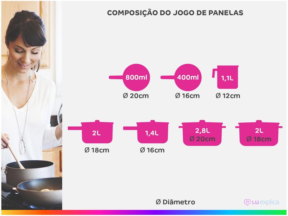 Jogo de Panelas Tramontina Antiaderente Vermelho 7 Peças Turim - 2