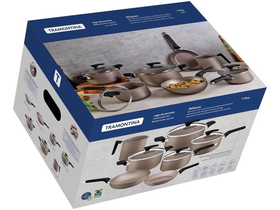 Jogo de Panelas Tramontina de Alumínio Amêndoa 7 Peças Milazzo - 10