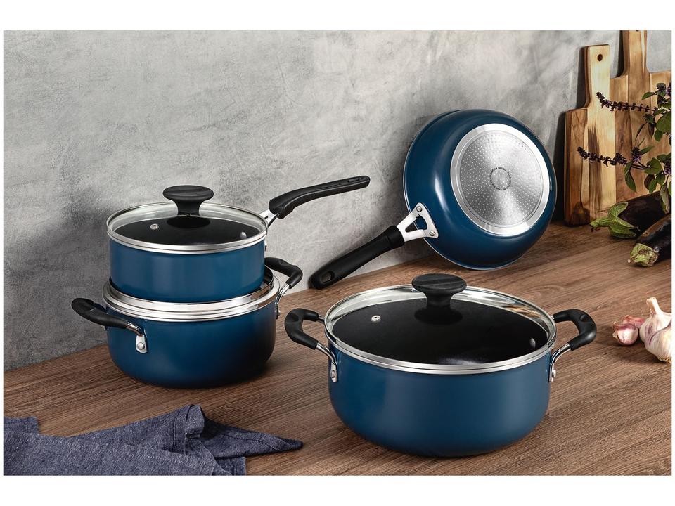 Jogo de Panelas Tramontina de Alumínio Azul Mediterrâneo 4 Peças Tunis - 1