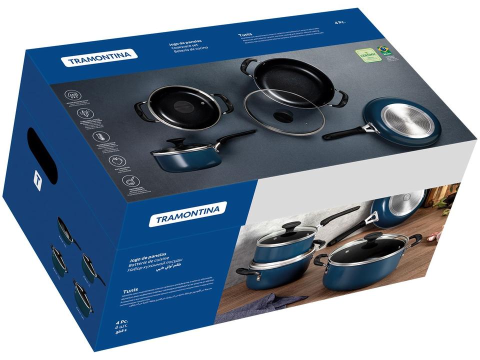 Jogo de Panelas Tramontina de Alumínio Azul Mediterrâneo 4 Peças Tunis - 3