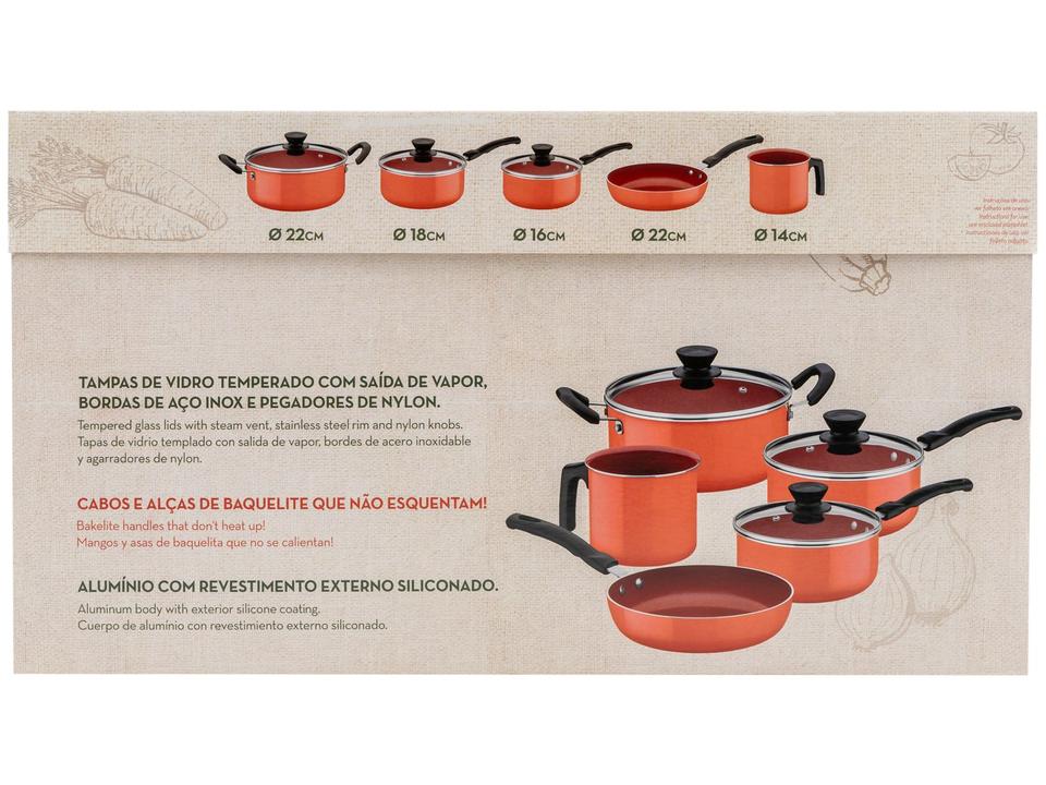 Jogo de Panelas Tramontina de Alumínio Coral - 12