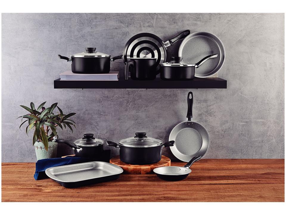 Jogo de Panelas Tramontina de Alumínio Preta 10 Peças Linz - 1