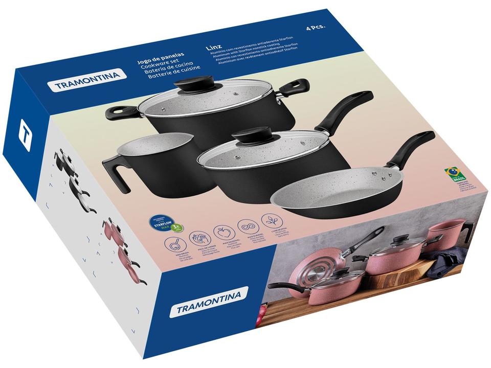 Jogo de Panelas Tramontina de Alumínio Preta 4 Peças Linz - 6