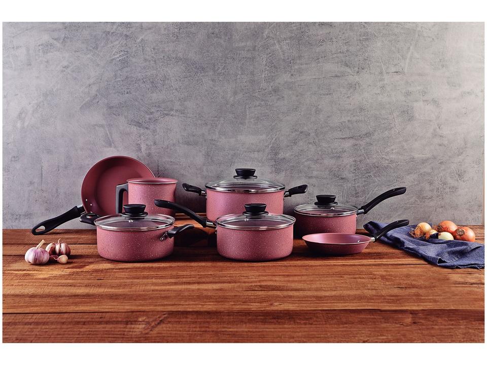 Jogo de Panelas Tramontina de Alumínio Rosa 7 Peças Linz - 1