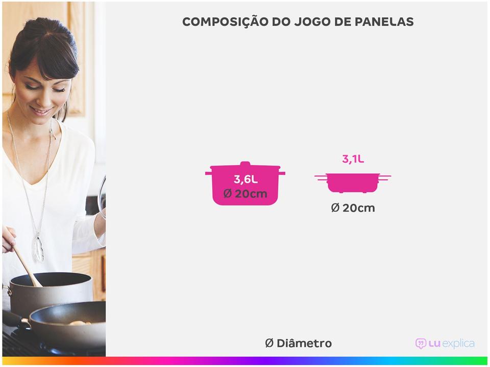 Jogo de Panelas Tramontina de Inox Prata 2 peças Astro Silicone - 2