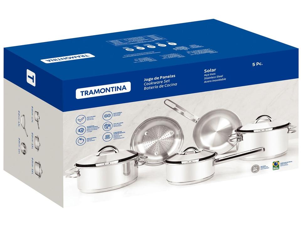 Jogo de Panelas Tramontina de Inox Prata 5 peças Solar - 9