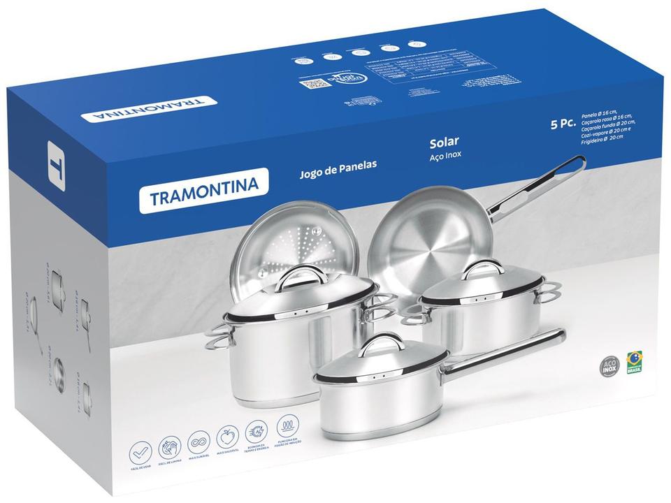 Jogo de Panelas Tramontina Inox 5 Peças Fundo Triplo 65510/784 Solar - 7