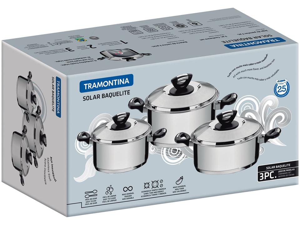Jogo de Panelas Tramontina Inox Fundo Triplo 3 Peças Solar - 3