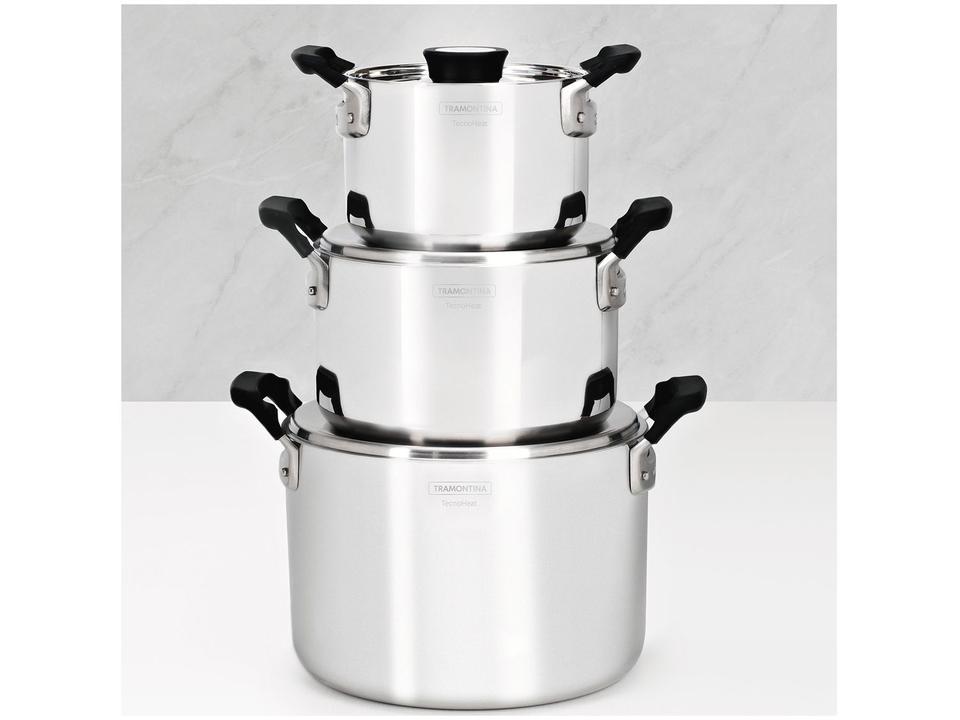 Jogo de Panelas Tramontina Inox Prata 3 Peças Grano Compact - 2
