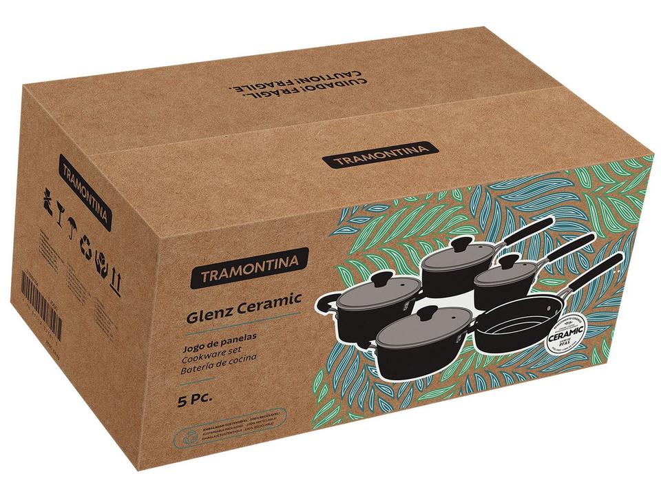 Jogo de Panelas Tramontina Revestimento Cerâmico de Alumínio Cinza 5 Peças Glenz - 15