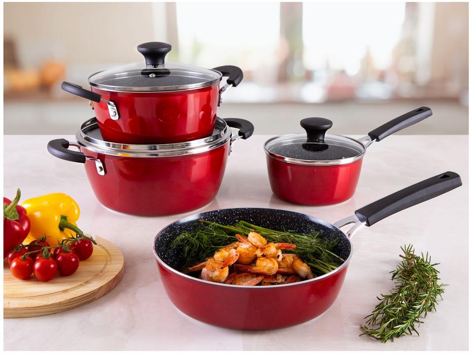 Jogo de Panelas Tramontina Revestimento Cerâmico de Alumínio Vermelho 4 Peças Glenz - 3