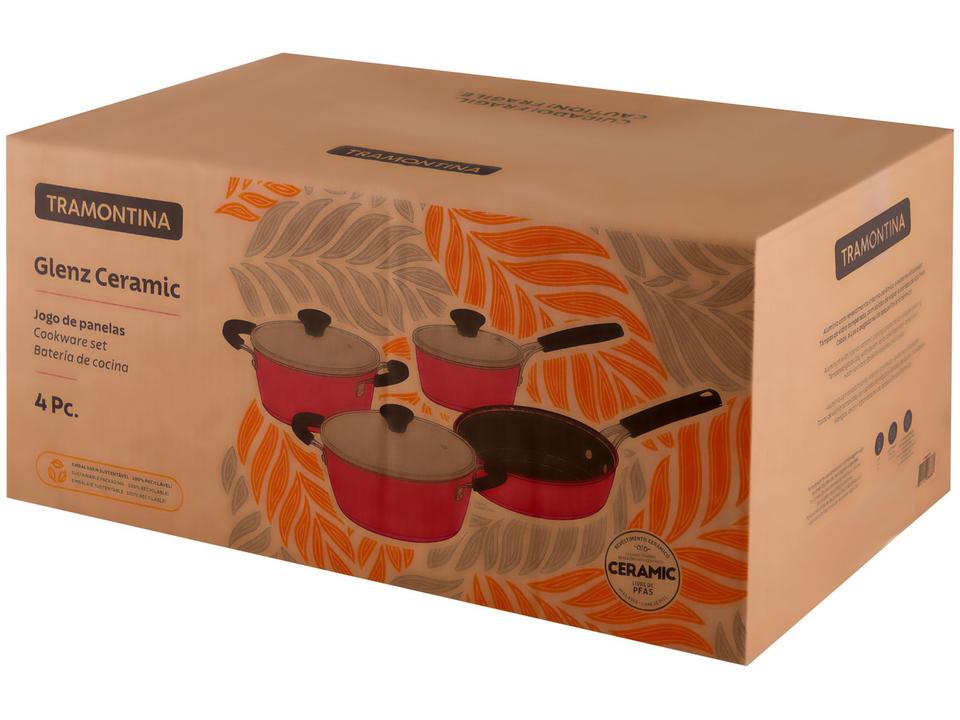 Jogo de Panelas Tramontina Revestimento Cerâmico de Alumínio Vermelho 4 Peças Glenz - 13