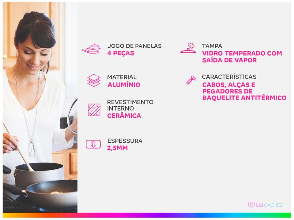 Jogo de Panelas Tramontina Revestimento Cerâmico de Alumínio Vermelho 4 Peças Glenz - 1