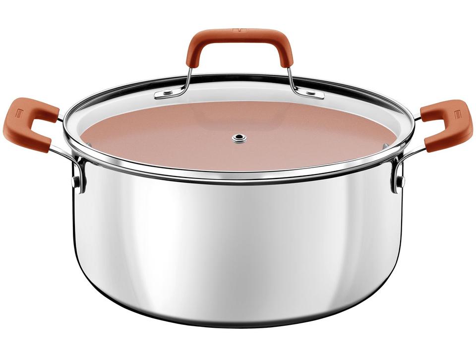 Jogo de Panelas Tramontina Revestimento Cerâmico Marfim e Inox 4 Peças Romagna - 7