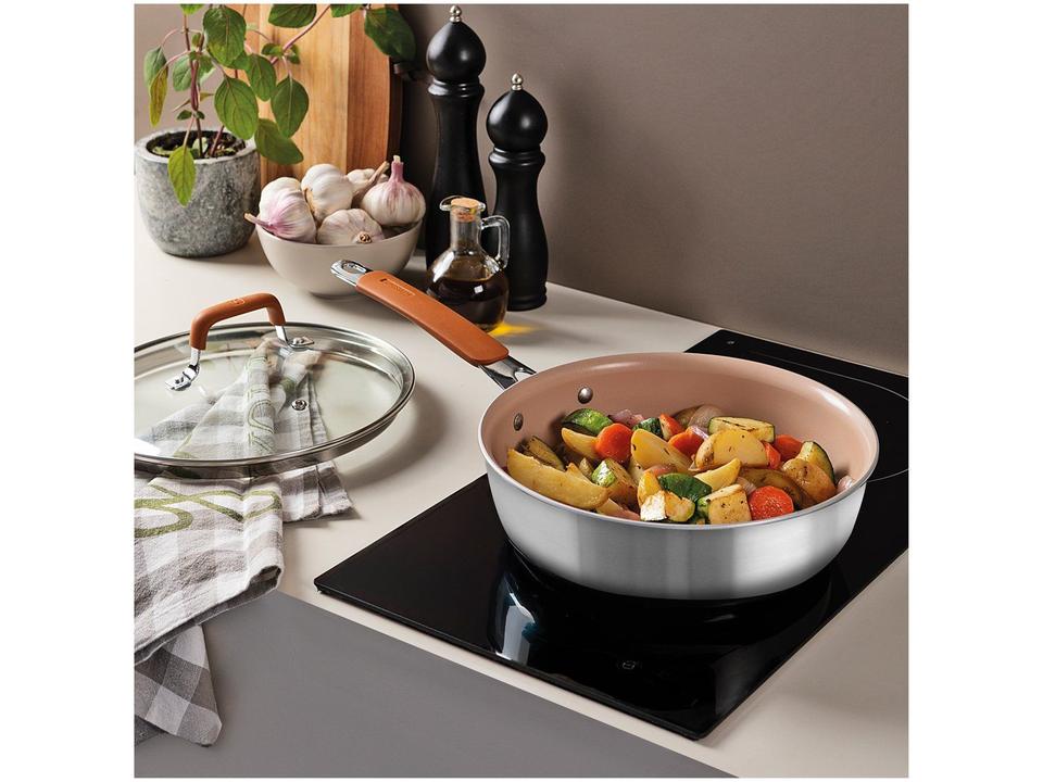 Jogo de Panelas Tramontina Revestimento Cerâmico Marfim e Inox 4 Peças Romagna - 3