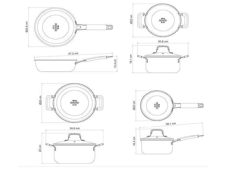 Jogo de Panelas Tramontina Revestimento Cerâmico Marfim e Inox 4 Peças Romagna - 8