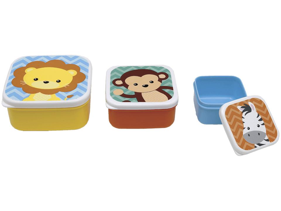 Jogo de Potes Buba com Tampa Quadrado Colorido Animais 3 Peças - 5