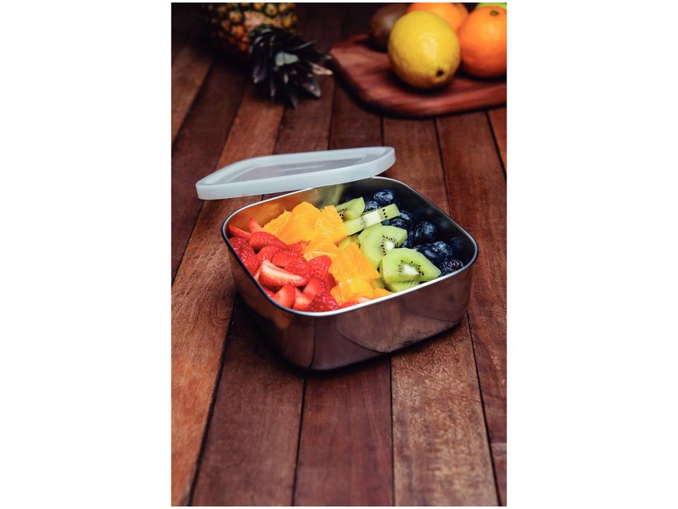 Jogo de Potes de Inox Tramontina com Tampa Quadrado Freezinox 3 Peças - 2