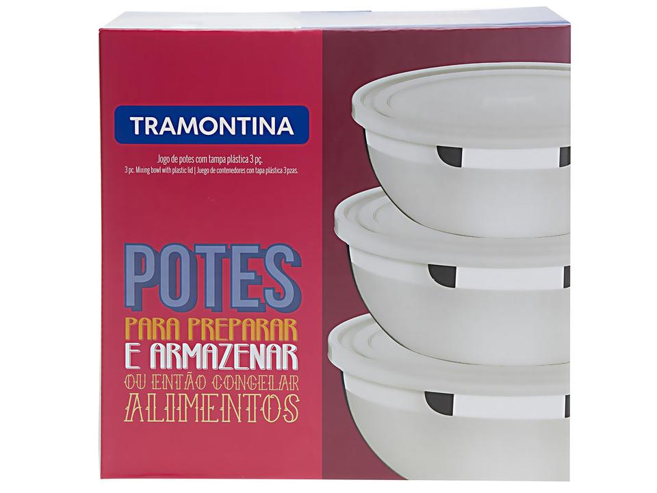 Jogo de Potes de Inox Tramontina com Tampa Redondo Freezinox 3 Peças - 12