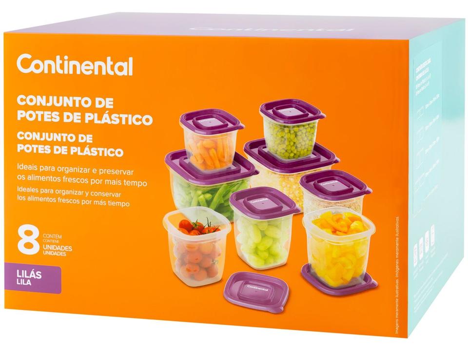 Jogo de Potes de Plástico Continental com Tampa Quadrado 41046089 8 Peças - 11