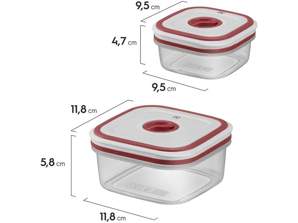 Jogo de Potes de Plástico Hermético Electrolux com Tampa Quadrado 8 Peças - 12