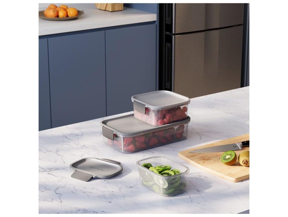 Jogo de Potes de Plástico Hermético Electrolux Retangular Experience 3 Peças - 4