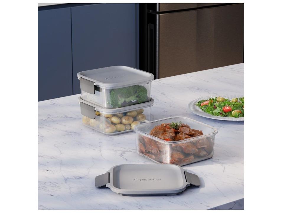 Jogo de Potes de Plástico Hermético Electrolux Retangular Experience 3 Unidades - 4