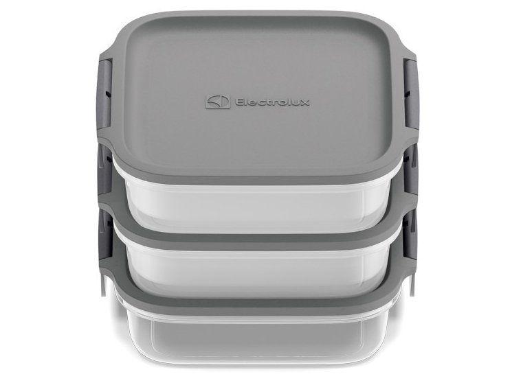 Jogo de Potes de Plástico Hermético Electrolux Retangular Experience 3 Unidades - 6