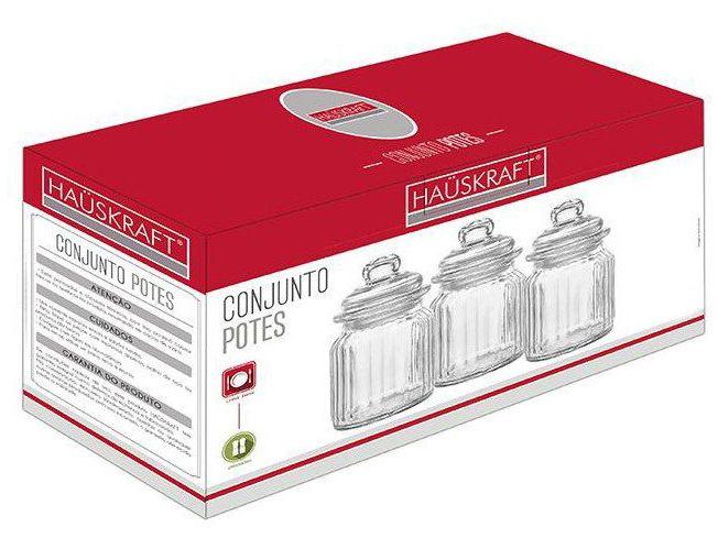 Jogo de Potes de Vidro Hauskraft Redondo 300ml - 1