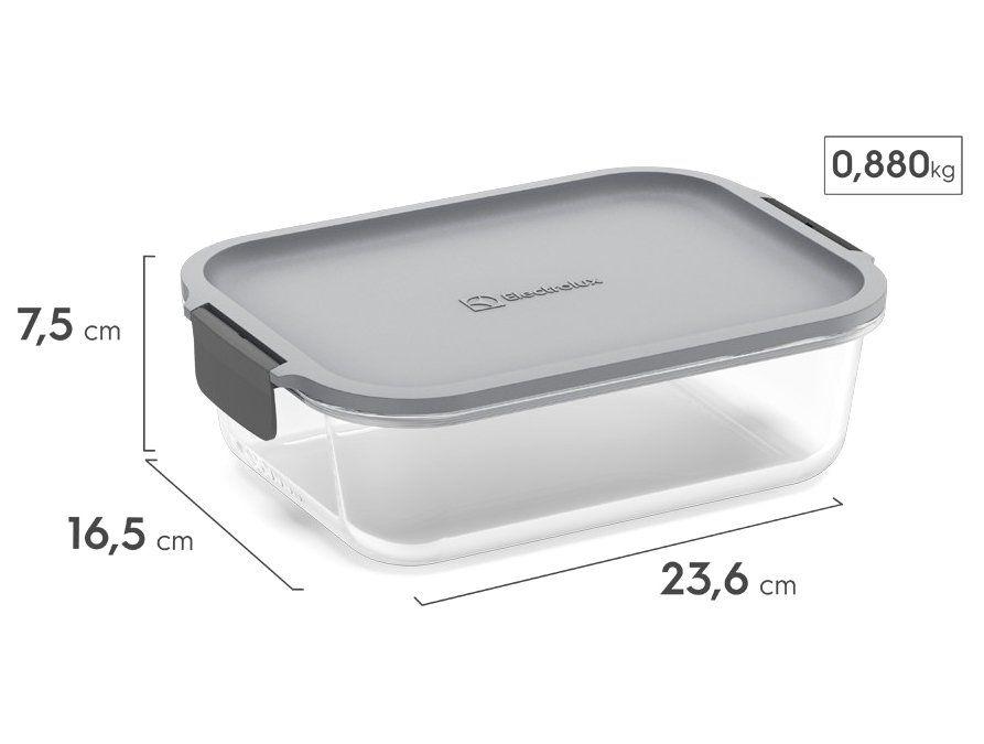 Jogo de Potes de Vidro Hermético Electrolux com Tampa Retangular 1,5L Experience 2 Peças - 9