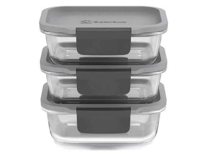 Jogo de Potes de Vidro Hermético Electrolux com Tampa Retangular 360ml Experience 3 Peças - 7